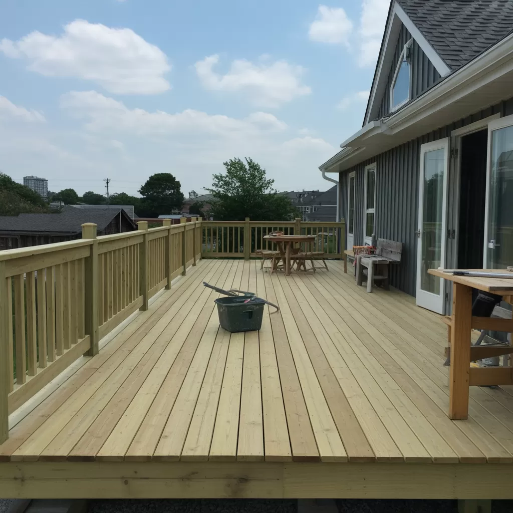 Deck sanding before and after transformation Northern Rivers - weathered timber deck restored to beautiful finish Byron Bay specialist